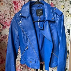 ZARA Leather Royal Blue Jacket